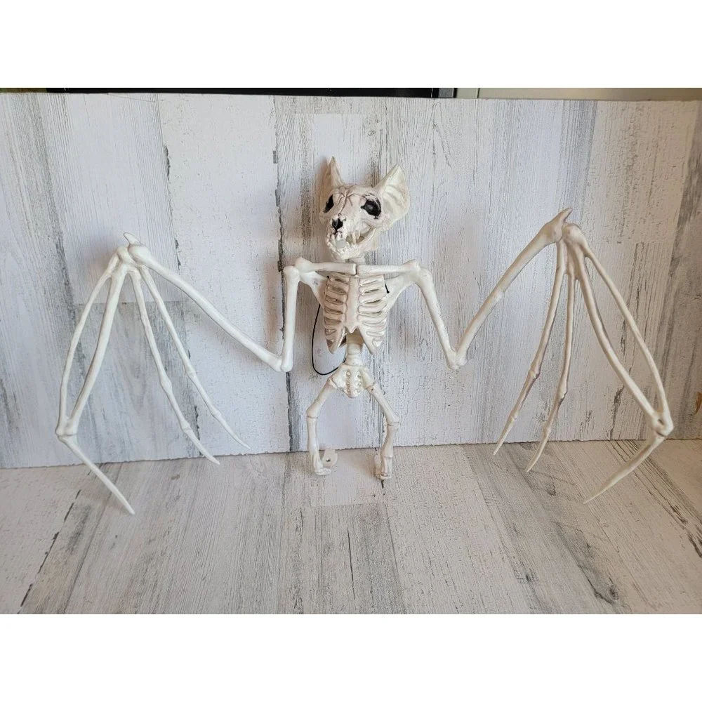 Crazy Bones skeleton vampire bat hanging Halloween prop decor